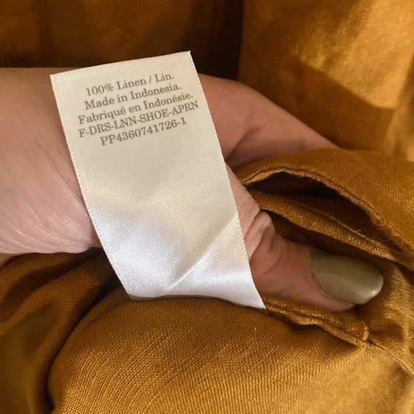 NWT Everlane 100% Linen The Apron Dress Mustard Spice size Large - Picture 8 of 10